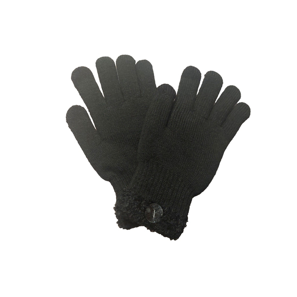 On 34th Rib Stitch Fuzzy Cuff Black Knit Gloves Sz One Size NWT - Picture 5 of 11
